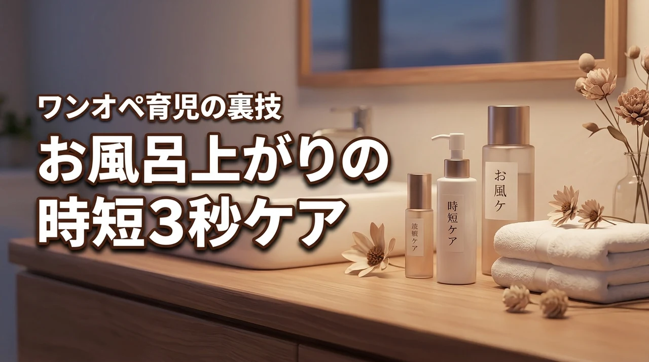 ワンオペ育児のお風呂上がりでスキンケアする時間ない！時短3秒の裏技