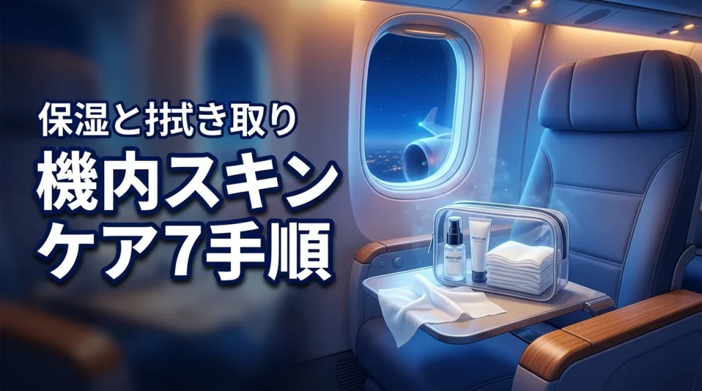 飛行機の機内で保湿とメイク落とすシートを使ったスキンケア7つの手順